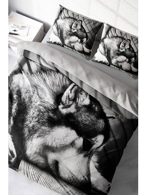 Doğal Pamuk Çift Kişilik 3D Digital Wolfie Nevresim Takımı