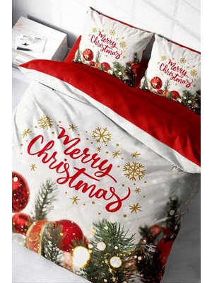Lastikli Çarşaflı Pamuk Saten Çift Kişilik Ny Noel Nevresim Takımı