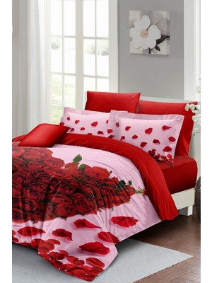 Sevgililer Günü Özel Çift Kişilik Pamuk Saten Gül Aşkı Nevresim Takımı