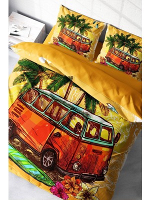 Çift Kişilik Sık Dokuma Pamuk Saten 3D Özel Tasarım Caravan Nevresim Takımı