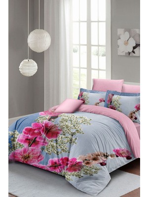 Çift Kişilik Sık Dokuma Pamuk Saten 3D Özel Tasarım Bahar Dalı Nevresim Takımı