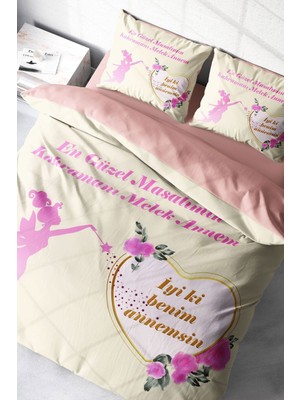 Anneler Günü Hediyesi Özel Dokuma Pamuk Saten Çift Kişilik Iyi Ki Nevresim Takımı