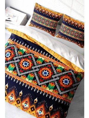Doğal Pamuk Çift Kişilik 3D Digital Oriental Ethnic Nevresim Takımı