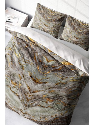 Çift Kişilik Sık Dokuma Pamuk Saten 3D Özel Tasarım Marble Modern Nevresim Takımı