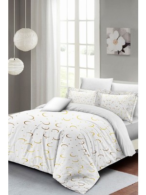 Çift Kişilik Sık Dokuma Pamuk Saten 3D Özel Tasarım Gold Tiny Nevresim Takımı