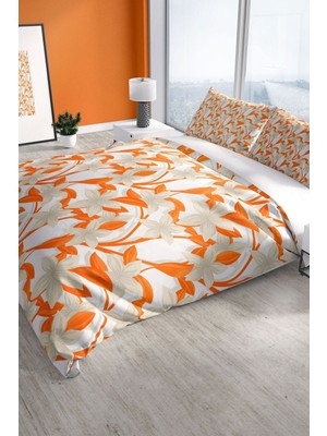 Orange 3D Pamuk Saten Çift Kişilik Nevresim Seti Nevresim Takımı