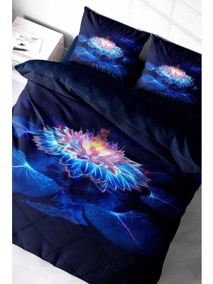 Çift Kişilik Sık Dokuma Pamuk Saten 3D Özel Tasarım Lotus Night Nevresim Takımı