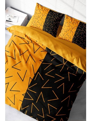 Doğal Pamuk Çift Kişilik 3D Digital Gold Sembol Nevresim Takımı