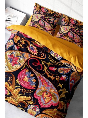 Çift Kişilik Sık Dokuma Pamuk Saten 3D Özel Tasarım Indian Nevresim Takımı