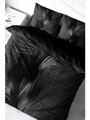 Çift Kişilik Sık Dokuma Pamuk Saten 3D Özel Tasarım Gray Motion Nevresim Takımı