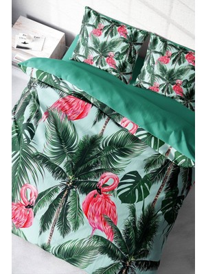 Çift Kişilik Sık Dokuma Pamuk Saten 3D Özel Tasarım Flamingo Iı Nevresim Takımı
