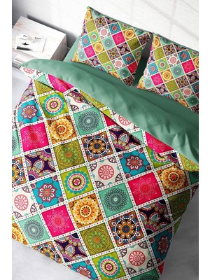 Doğal Pamuk Çift Kişilik 3D Digital Strip Motif Nevresim Takımı