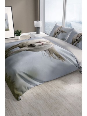 Horse 3D Pamuk Saten Çift Kişilik Nevresim Seti Nevresim Takımı