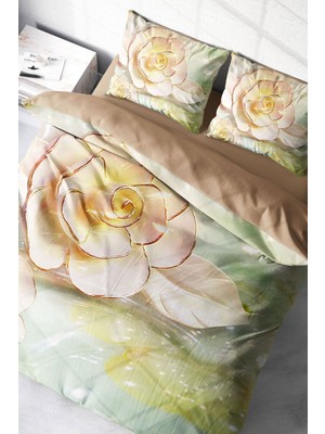 Çift Kişilik Sık Dokuma Pamuk Saten 3D Özel Tasarım Silvery Nevresim Takımı