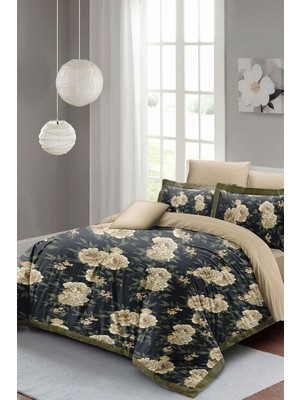 Çift Kişilik Sık Dokuma Pamuk Saten 3D Özel Tasarım Flower Nefti Nevresim Takımı