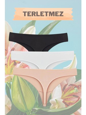 D Kit Boutique Bambu 3'lü Tanga Thong Kalp Külot Terletmez Ince Kumaş