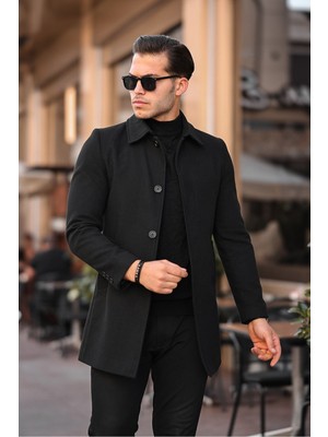 Erkek Dar Kesim Uzun Kaşe Kaban