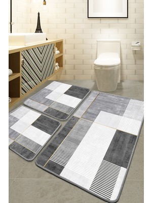 Chilai Home Pendor Gri 3'lü Set Banyo Paspası Djt