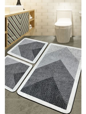 Chilai Home Javole Ekru 3'lü Set Banyo Halısı Kaymaz Taban Özellikli Ekru Renkli Desenli