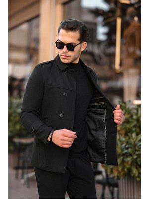 Gm Giyimarket Wish Klein Erkek Slim Fit Kemerli Kısa Kaşe Kaban
