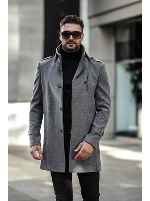 Gm Giyimarket Uzun Kaşe Kaban Erkekler İçin Dar Kesim Kışlık Moda 100% Yerli Üretim