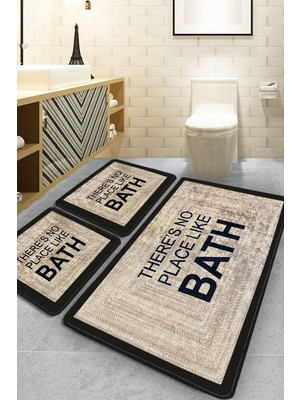 Chilai Home Bej 3'lü Set Banyo Paspası Kaymaz Taban Özelliği ile 60 x 100 cm Konforlu Kullanım