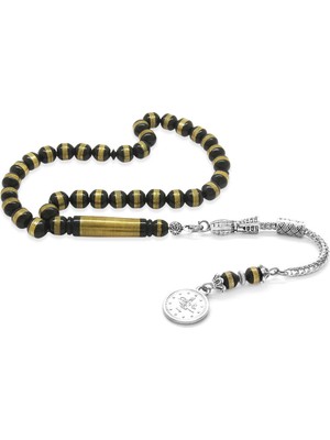 Tesbihane Kararmaz Metal Püsküllü Pirinç Sarmal Silindir Kesim Fırınlanmış Kuka Tesbih