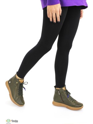 Mammamia Kadın Günlük Hakiki Deri Ortopedik Spor Tarz Bot M25/KB4065