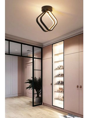 Woodhub Milan Siyah Kasa Modern Ledli Ikili Avize