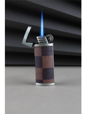 Silvio Monetti Suni Deri Kaplama Özel Tasarım Kapaklı Güçlü Torch Kayu Kahve Gazlı Çakmak CAKSM026T