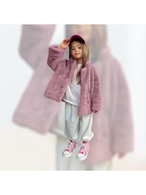 Pembe Candy Suni Tüylü Kürk Mont