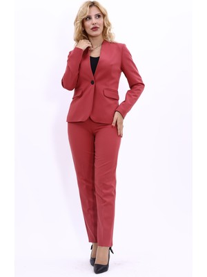 Önder Özsoy Tek Düğmeli Klasik Ceket & Dar Paça Pantolon-Kiremit