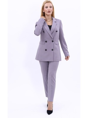 Erkek Yaka Kuruvaze Blazer Ceket & Dar Paça Pantolon-Antrasit