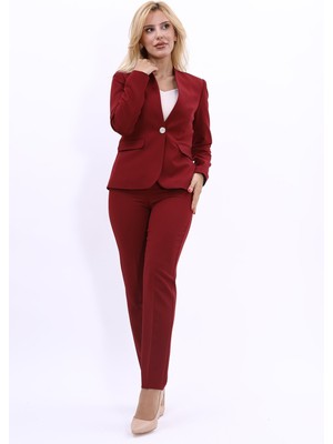 Önder Özsoy Tek Düğmeli Klasik Ceket & Dar Paça Pantolon-Bordo