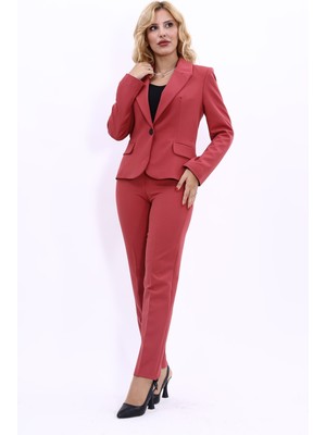 Önder Özsoy Erkek Yaka Tek Düğmeli Klasik Ceket & Dar Paça Pantolon-Kiremit