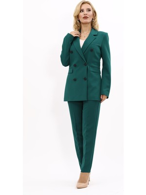 Önder Özsoy Erkek Yaka Kuruvaze Blazer Ceket & Dar Paça Pantolon-Zümrüt