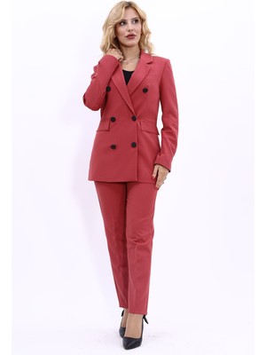 Önder Özsoy Erkek Yaka Kuruvaze Blazer Ceket & Dar Paça Pantolon-Kiremit
