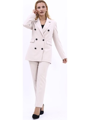 Önder Özsoy Erkek Yaka Kuruvaze Blazer Ceket & Dar Paça Pantolon-Bej