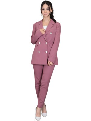Önder Özsoy Erkek Yaka Kuruvaze Blazer Ceket & Dar Paça Pantolon-Rose