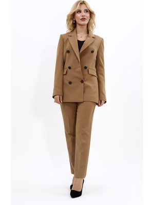 Önder Özsoy Erkek Yaka Kuruvaze Blazer Ceket & Dar Paça Pantolon-Camel