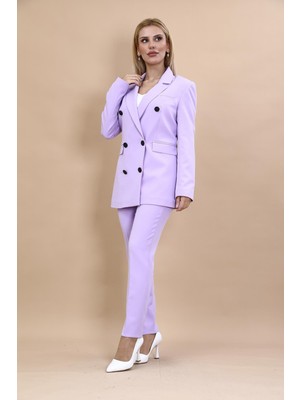 Önder Özsoy Erkek Yaka Kuruvaze Blazer Ceket & Dar Paça Pantolon-Menekşe