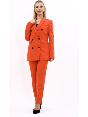 Önder Özsoy Erkek Yaka Kuruvaze Blazer Ceket & Dar Paça Pantolon-Turuncu