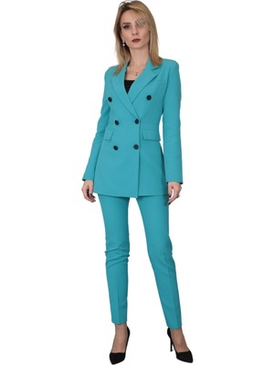 Önder Özsoy Blazer Ceket & Boru Paça Pantolon Takım-Turkuaz