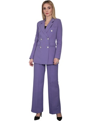 Önder Özsoy Blazer Ceket & Bol Paça Pantolon Takım-Lila