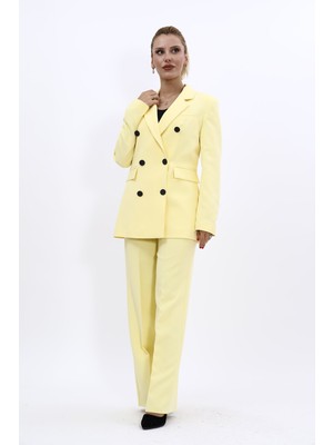 Önder Özsoy Erkek Yaka Kuruvaze Blazer Ceket & Bol Paça Pantolon-Sarı