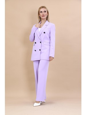 Önder Özsoy Erkek Yaka Kuruvaze Blazer Ceket & Bol Paça Pantolon-Menekşe
