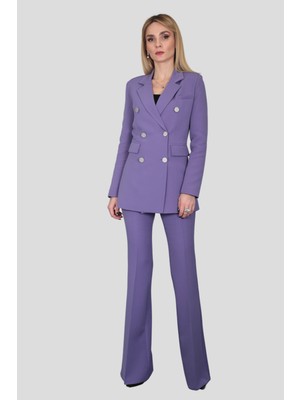 Önder Özsoy Blazer Ceket & Ispanyol  Paça Pantolon Takım-Lila