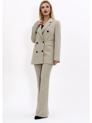 Erkek Yaka Kuruvaze Blazer Ceket & İspanyol Paça Pantolon-Bambu