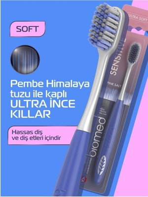 Biomed Ultra Soft İnce Diş Fırçası Himalaya Tuzu Kaplı Yumuşak Kıllar 1 Adet Hassas Dişler İçin