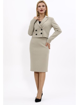 Önder Özsoy Erkek Yaka Kuruvaze Kısa Ceket & Düz Dar Etek-Bambu